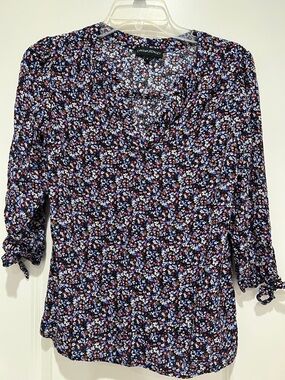 Cynthia Rowley Floral Tie-Sleeve Top in Size Small